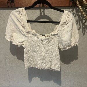 Monteau Cream Smocked Top